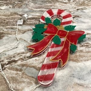 Candy cane lighted window deco
